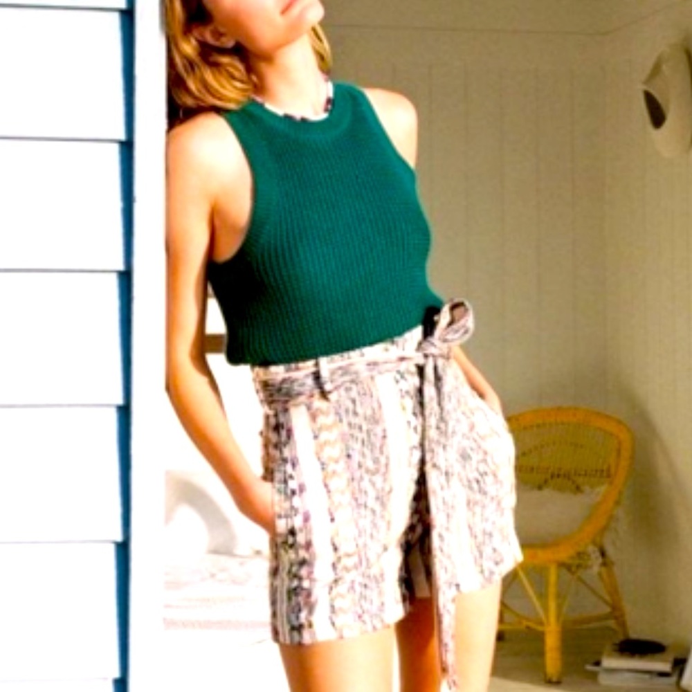 🆕Anthropologie 100% Cotton Turquoise Knit Sweater Vest, Size XS,S